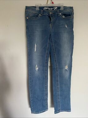 Seven7 Women's Light Blue Skinny Distressed Jeans Ladies Clothes